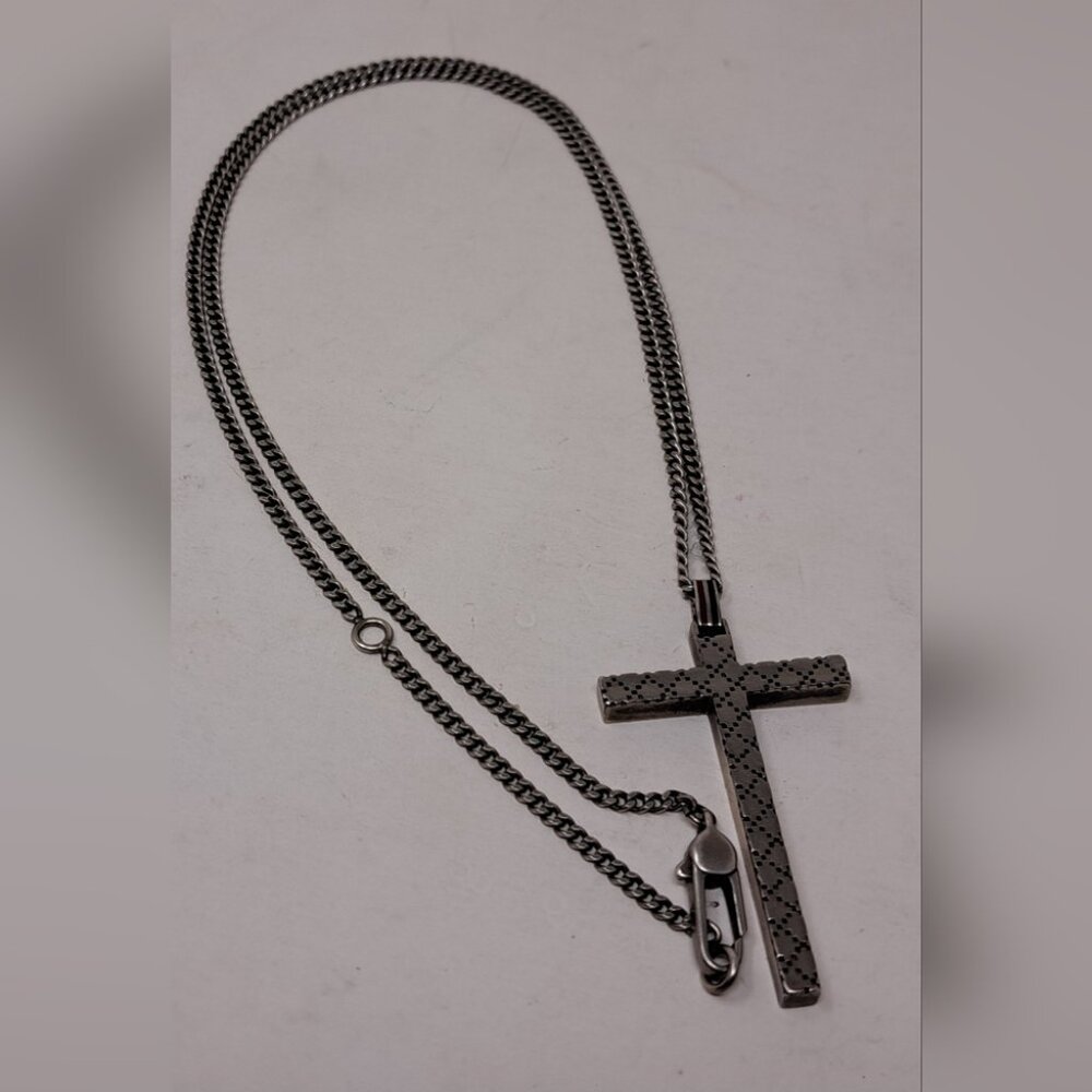 Gucci Diamantissima Cross Necklace 925 Silver Jewelry Unisex Italy - Picture 4 of 16